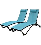 Vivere Reclining and Stackable Aluminum Glendale Lounger Set Made with Premium Phifertex Sling Ou...