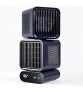 Dual-Head Desktop Fan, Portable Table Fan with Automatic Oscillation, Rechargeable Battery Operat...