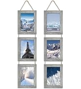 THKRLOF 5x7 Picture Frames Collage, Real Glass Wooden Vertical Hanging 3 Opening 5 by 7 Photo Fra...