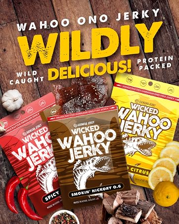 wahoo ono jerky wild caught all natural white fish protein packed delicious made in hawaii natural