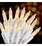 Christmas Lights 100 Count Mini Clear Lights 32ft White Wire Christmas Tree String Lights Set for...