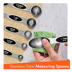 magnetic measuring spoons;measuring spoons magnetic;nesting measuring spoons;magnetic measuring cups