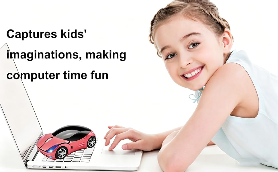 Cute Wireless Mouse Car Shape Optical PC Laptop Computer Tablet home school student travel gift