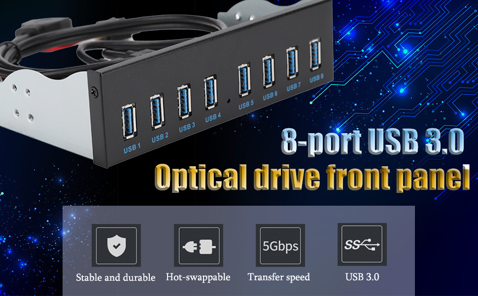 8-port USB3.0 Optical Drive Front Panel