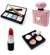 MEMOVAN Makeup Cake Topper 4 Pack, Resin Cosmetics Lipstick Perfume Bottle Eye Shadow Blush Makeu...