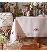 ARTABLE Print Tablecloth Vintage Classic Flower Ribbon Pattern Waterproof for Dinner Table Kitche...