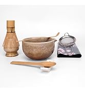 Joyscale Matcha Whisk Set, Matcha Bowl with Spout 8 Pcs Matcha Kit Set(Kiln White) for Making Bre...