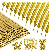 SULALABOO 260 Balloons Gold Metallic 80PCS Latex Long Shiny Balloon to Twisting Flowers Animals f...