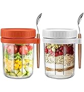 CGHWBEA Overnight Oats Container - Yogurt Oatmeal Glass Canning with Lids and Spoon, 10 oz Cereal...