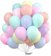 PartyWoo Pastel Balloons 66pcs 12 Inch Pastel Rainbow Latex Balloons for Baby Shower Gender Revea...