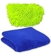 Blue Horizon Microfiber Car Wash Mitt and Large Towel Set, Machine Washable, Highly Absorbent Car...
