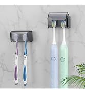Toothbrush Holders Wall Mounted with Cover, Electric Tooth Brushing Holder for Bathroom, 2 Slots ...