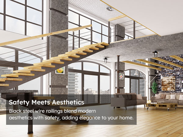black wire railing for decks