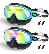 2 Pack Kids Swim Goggles with Nose Cover, Anti-Fog UV Protection Swimming Goggles for Kids Youth ...