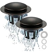 Oil Rubbed Bronze Pop Up Sink Stopper for Bathroom Sink, Welsan Universal Pop-Up Drain Stopper wi...