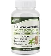 Arymar Ashwagandha Root Powder Capsules – 60 Capsules – Adaptogenic Herbal Supplement