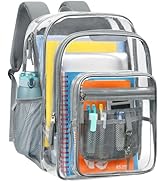 PACKISM Clear Backpack for School - 18 Inch Extra Large Heavy Duty Clear Bookbag with Reflective ...