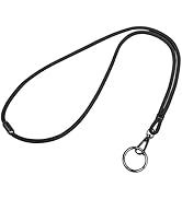 WEZEBEL Black Breakaway Lanyard with Metal Key Ring, Round Polyester Neck Strap for Keys, ID Badg...