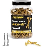 Wood Screws 1-1/2 Inch, FIXLINK Deck Screws #8 x 1-1/2