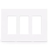 AIDA Screwless Decorator Wall Plates, Mid-Size 3-Gang 4.88" x 6.73", White Outlet Cover Plate, fo...