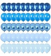 Blue Balloon Set, 60 Packs 12 Inches Metallic Balloons Pearl Macaron Baby Blue Balloon Light Blue...