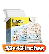 8 Pack 32x42 Inches Clear Plastic Storage Bags, 2 Mil Heavy Duty Flat Organizer Moving Bags for P...