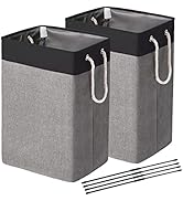 ELONG HOME Laundry Basket 2 Pack, 75L Hamper with Support Rods and Rope Handles, Freestanding, Li...