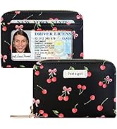 Sunwel Fashion Credit Card Holder for Women Small Accordion Card Cases with ID Window (PINK CHERRY)