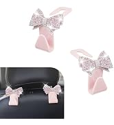 MOXRUQ 2 PCS Bling Bow Car Seat Headrest Hooks, S Type Crystal Seat Back Hangers, Universal Vehic...
