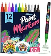 DAPAWIN Permanent Oil Based Paint Markers: Fine Point Oil Paint Pen, 12 Colors Fine Tip Waterproo...