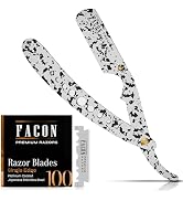 Facón Straight Razors for Men - Professional Barber Straight Edge Razor Kit with 100 Blades, Clas...