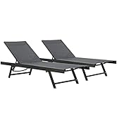 Vivere Aluminum Urban Sun Lounger 2 Pack Full Recline Made with Premium Phifertex Outdoor Fabric ...