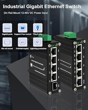 Din Rail Ethernet Switch poe switch 12-48V DC IEEE802.3af/at