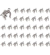 Labriciyon 40Pcs Silver Crocodile Charms Pendants For Jewelry Making Bracelet Accessories DIY Fin...