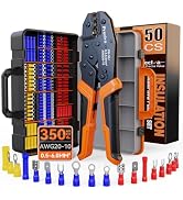 Preciva Insulated Crimping Tool Set with Storage Case, Ratcheting Wire Crimper Kit with 350 Termi...