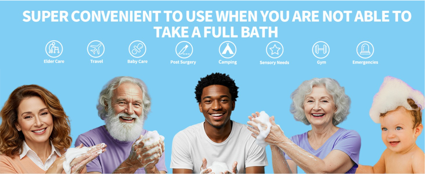 super convenient to use when a regular shower or bath is not possible