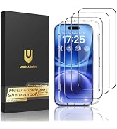 UNBREAKcable for iPhone 16 Screen Protector, 3-Pack Full Coverage Tempered Glass [Military Grade ...