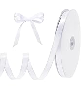 White Ribbon 120 Yards 3/8 Inch White Satin Ribbon Polyester Thin Ribbon for Gift Wrapping Flower...