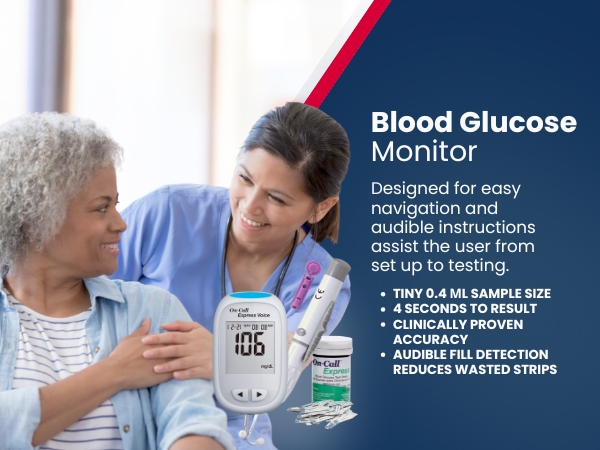 blood glucose monitor with audible instructions small sample size and fast 4 second results