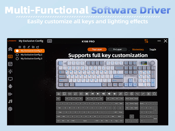 Software driver Full Size Hot-swappable Mechanical Keyboard