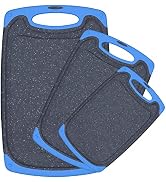 Plastic Cutting Board, 3 Pieces Dishwasher Safe Cutting Boards with Juice Grooves, Easy Grip Hand...