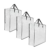 3 Pack Clear Storage Bags with Zipper and Handles