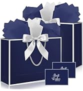 Ethhqu Fancy Large Gift Bags with Handles, 2 Pack 12.6x10x4 Inches - Includes Tissue Paper & Card...