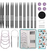 Aeelike Interchangeable Knitting Needles Set, 9 Pairs Circular Knitting Needles Aluminum (Size 3....