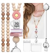 YAVVOZH Teacher Lanyard with Id Holder, Retractable Lanyards for Id Badges Keys, Cute Wooden Bead...