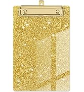 Piasoenc Acrylic Small Clipboard, Fashion Glitter Clipboard, A5 Clipboards with Low Profile Gold ...