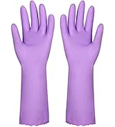 Household Dishwashing Cleaning Gloves with Latex Free, Cotton Lining,Kitchen Gloves 2 Pairs (Purp...
