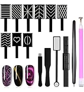 SILPECWEE 15Pcs Nail Magnet Set Cat Eye Gel Nail Polish Magnet Wand Magnetic Nail Polish Cat Eye ...
