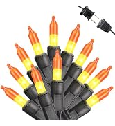 Toodour Candy Corn Halloween Lights, 12.5ft 50 Count Incandescent Lights | UL Certified Connectab...