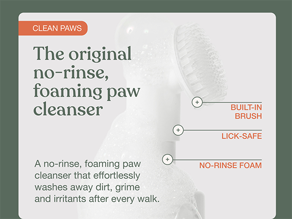 Clean paws: the original, no-rinse, foaming paw cleanser